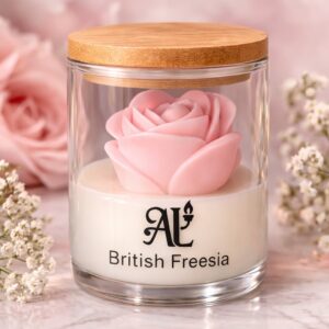 British Freesia Rose Candle, Luxurious Decorative Jar Candles for Gift & Home